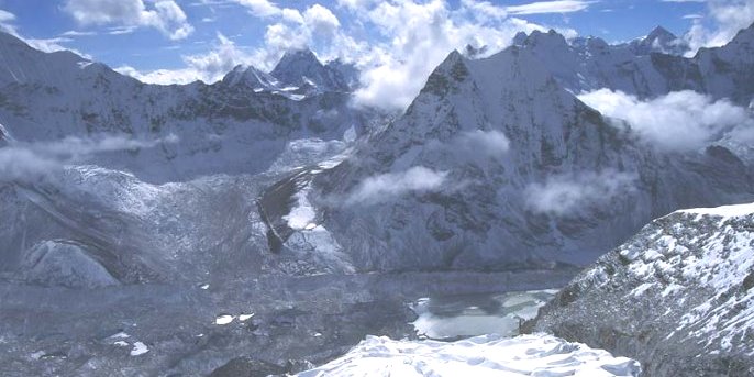 View from Island Peak ( Imja Tse ) in Khumbu region of the Nepal Himalaya