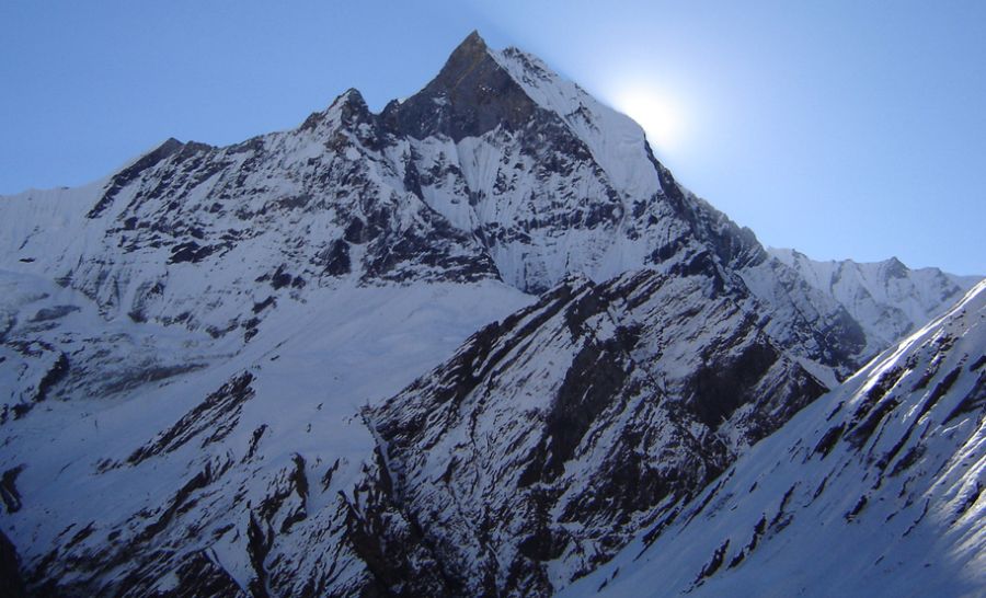 Macchapucchre ( Fishtail Mountain ) from Annapurna Sanctuary