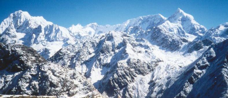 Bigphero Go Nup and Mount Numbur from Gyajo La in Solo Khumbu Region of the Nepal Himalaya