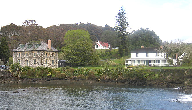 Historic Buildings at Kerikeri at Russel Harbour in the Bay of Islands off the North Island of New Zealand