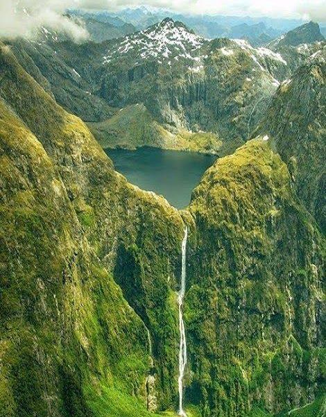Sutherland Falls in Fjiordland of the South Island of New Zealand
