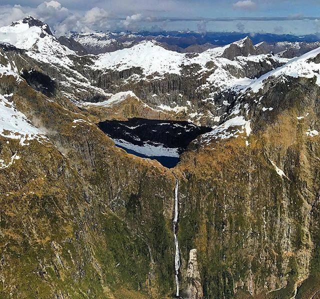 Sutherland Falls in Fjiordland of the South Island of New Zealand