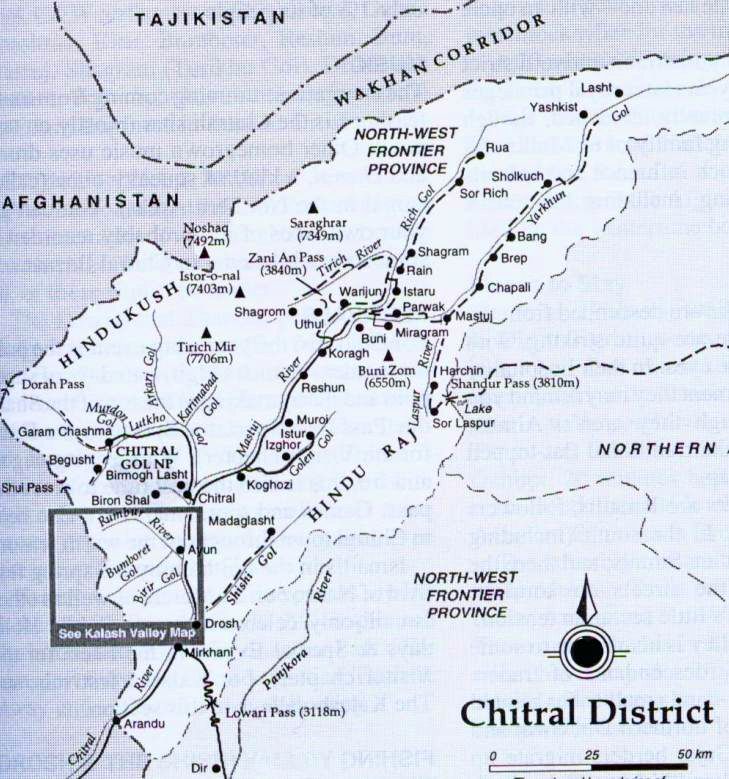 Map of Hindu Kush Region of Pakistan