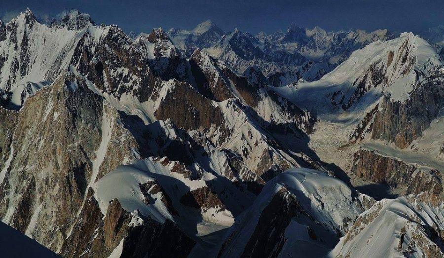 View of the Pakistan Karakoram from Spantik / Golden Peak ( 7027m )