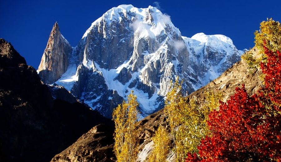 Bublimotin / Lady Finger Peak and Hunza Peak in the Hunza Valley in the Karakorum Mountains of Pakistan