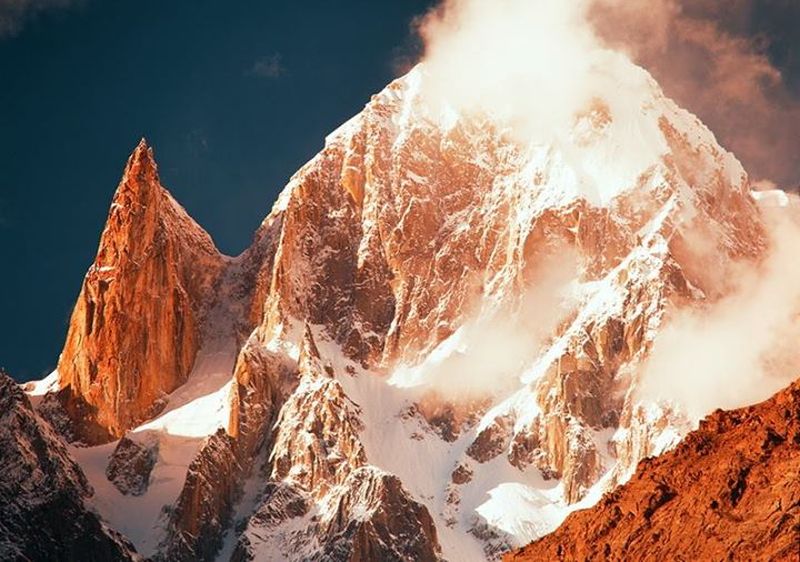 Bublimotin / Lady Finger Peak and Hunza Peak in the Hunza Valley in the Karakorum Mountains of Pakistan