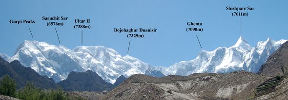 The Seven Thousanders - Ultar ( 7388m ) and Shishpar ( 7611m ) in the Karakorum Mountains of Pakistan