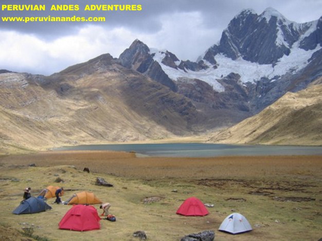 Campamento mitucocha in Cordillera Huayhuash of the Andes of Peru