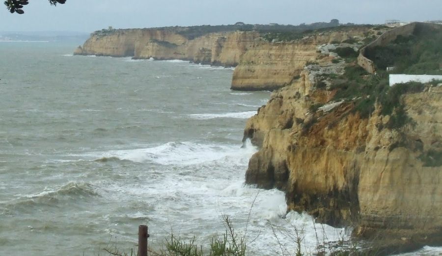 Sea Cliffs at Carvoeiro in The Algarve in Southern Portugal