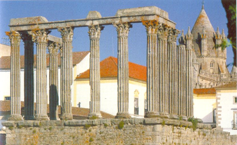 Roman Temple of Diana at Evora in Portugal