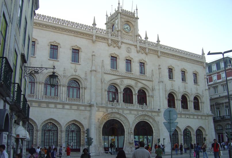 Railway Station in Rossio Square in Lisbon - capital city of Portugal