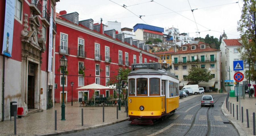 Tram in Lisbon - capital city of Portugal