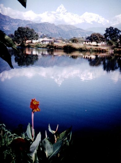 Mt.Macchapucchre ( The Fishtail Mountain ) from Phewa Tal ( Lake ) at Pokhara
