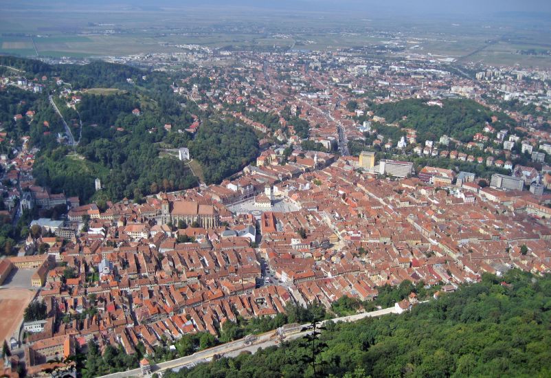 Aerial view of Brasov in central Romania