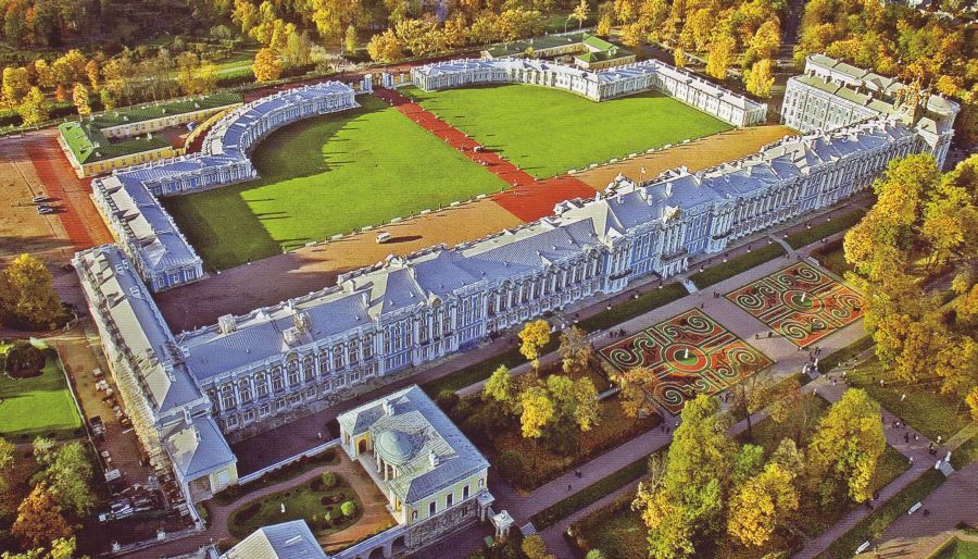 Aerial view of the Catherine Palace in St Petersburg