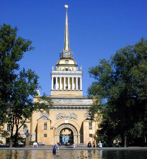 Admiralty Building in St Petersburg in Russia