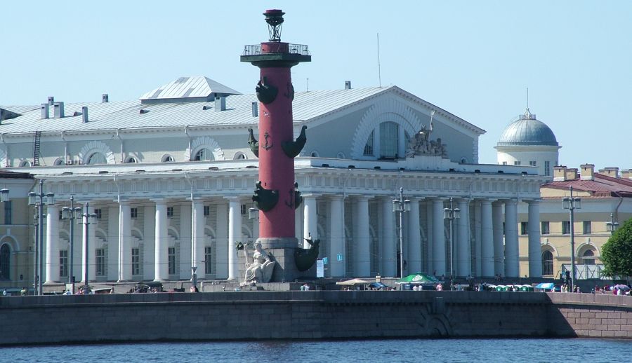 Rostral Column and Old Stock Exchange in St Petersburg