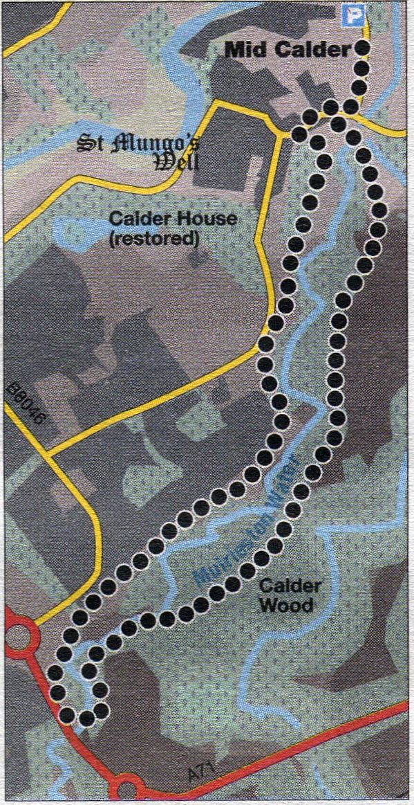 Route Map of walk around Mid Calder