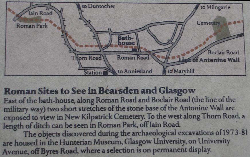 Map and Information of Roman Sites in Bearsden