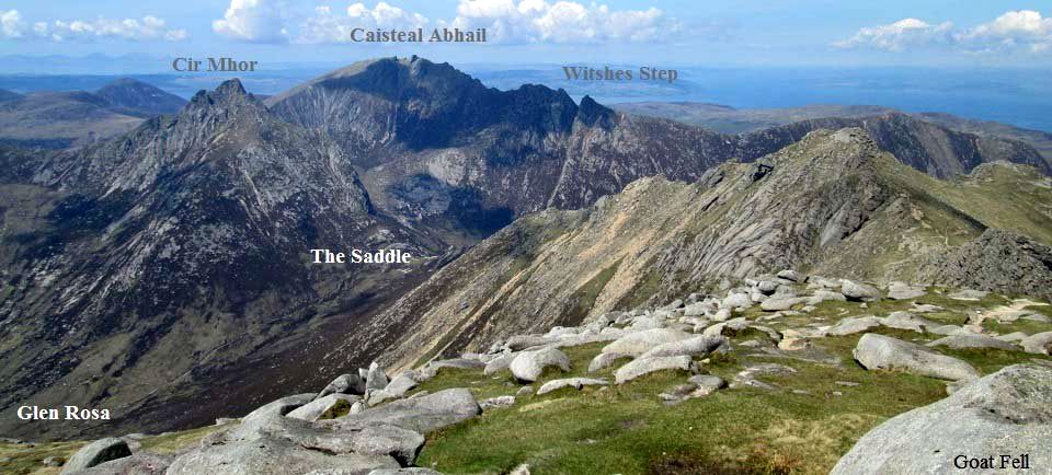 Cir Mhor and Caisteal Abhail from Goatfell on the Isle of Arran