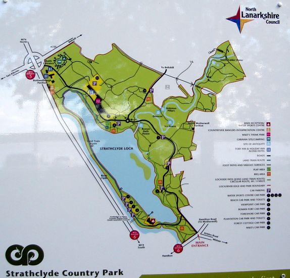 Map of Strathclyde Country Park in Central Scotland