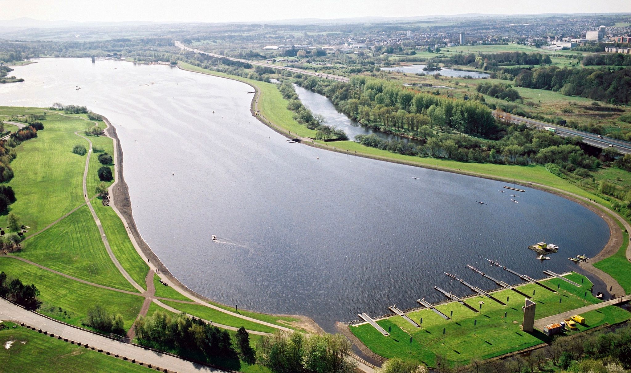 Aerial view of Strathclyde Country Park in Central Scotland