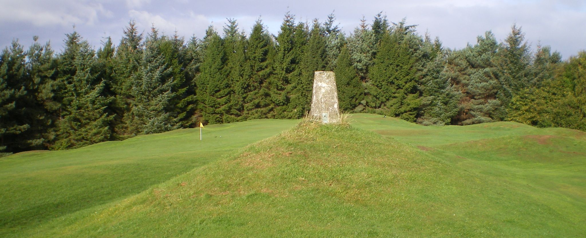 Trig point on Byres Hill on Barshaw golf course