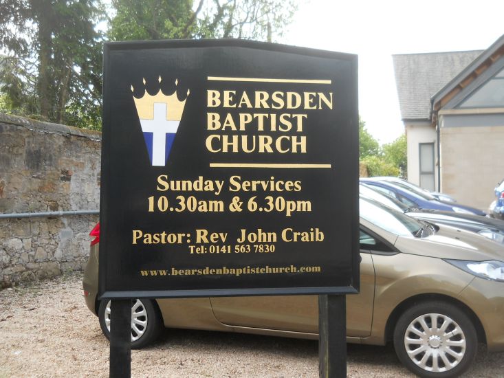Noticeboard at the Baptist Church in Bearsden