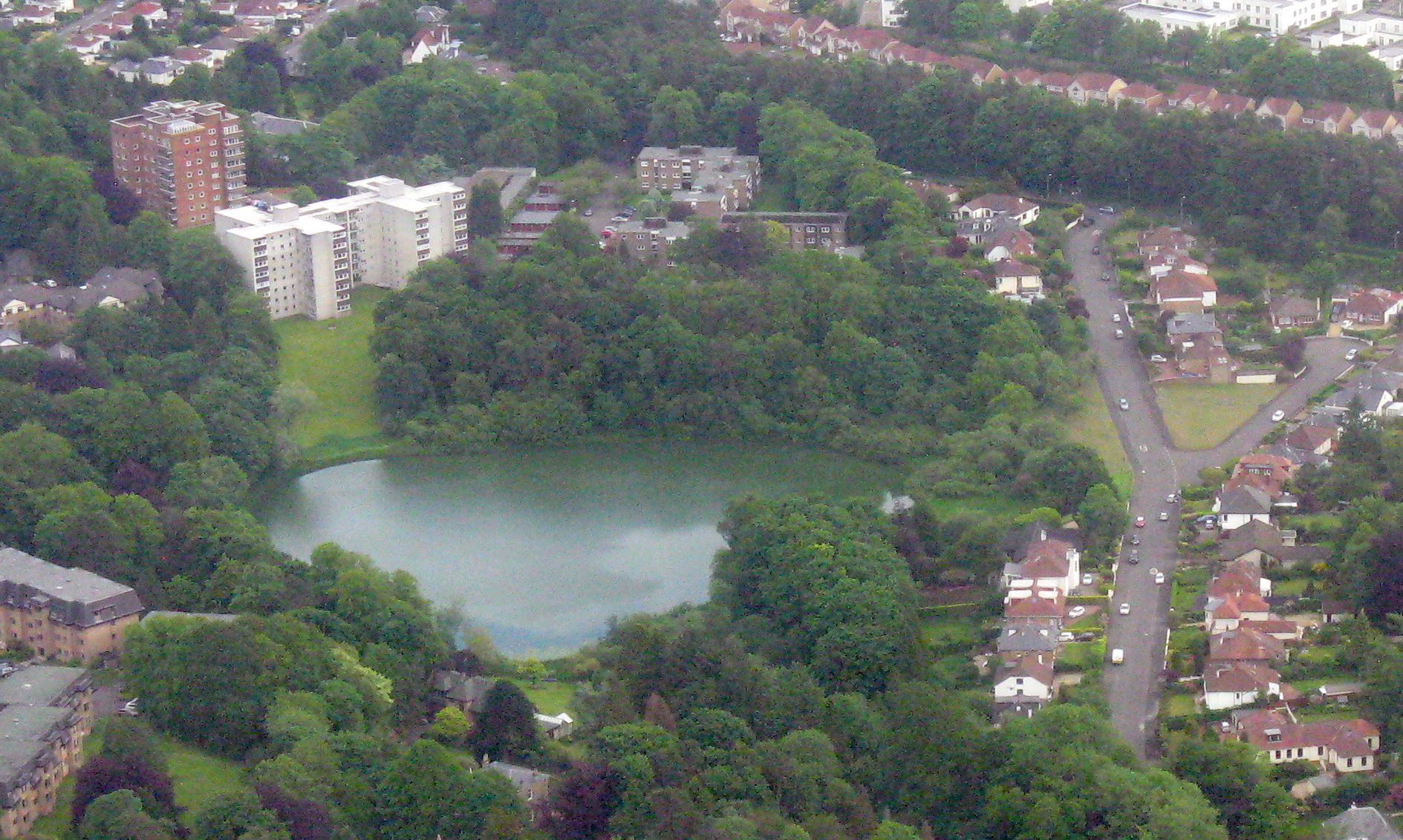 Aerial view of St.Germain's Loch in Bearsden