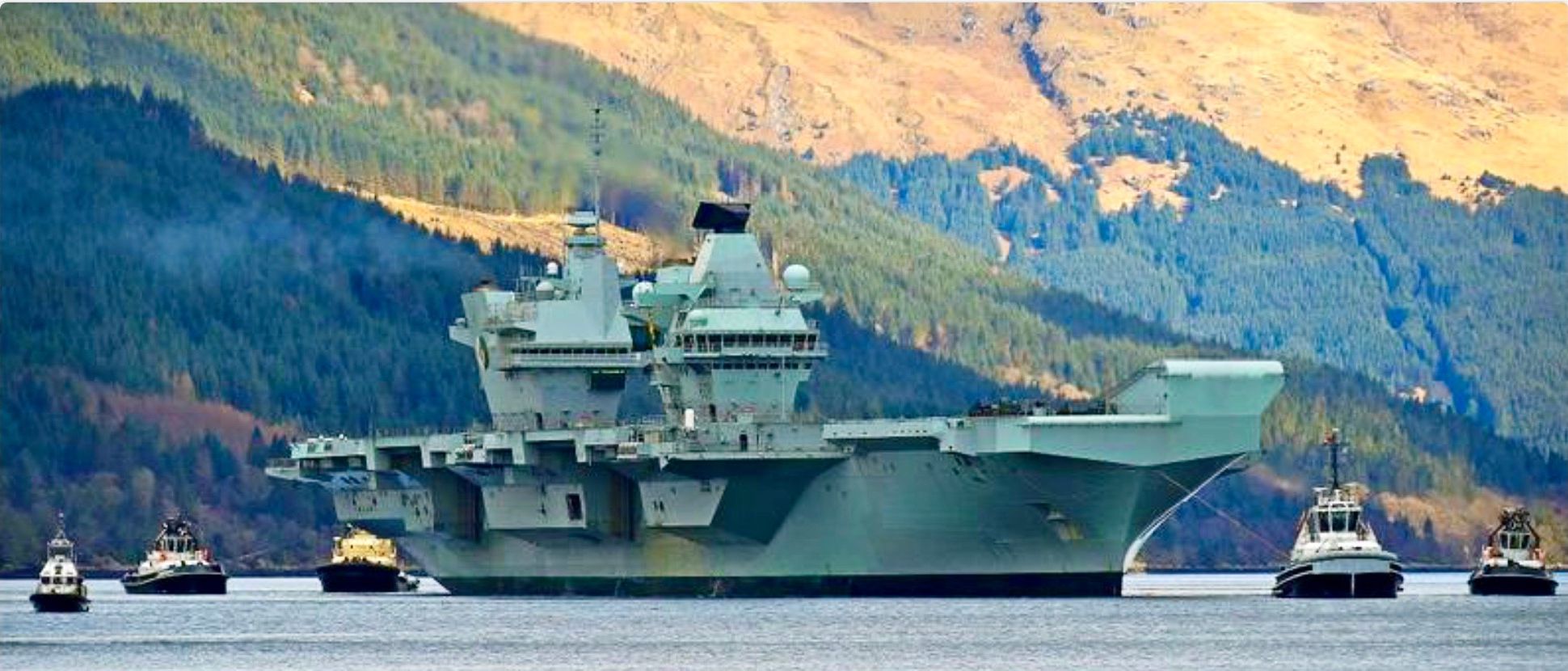 Aircraft carrier HMS Queen Elizabeth in Loch Long