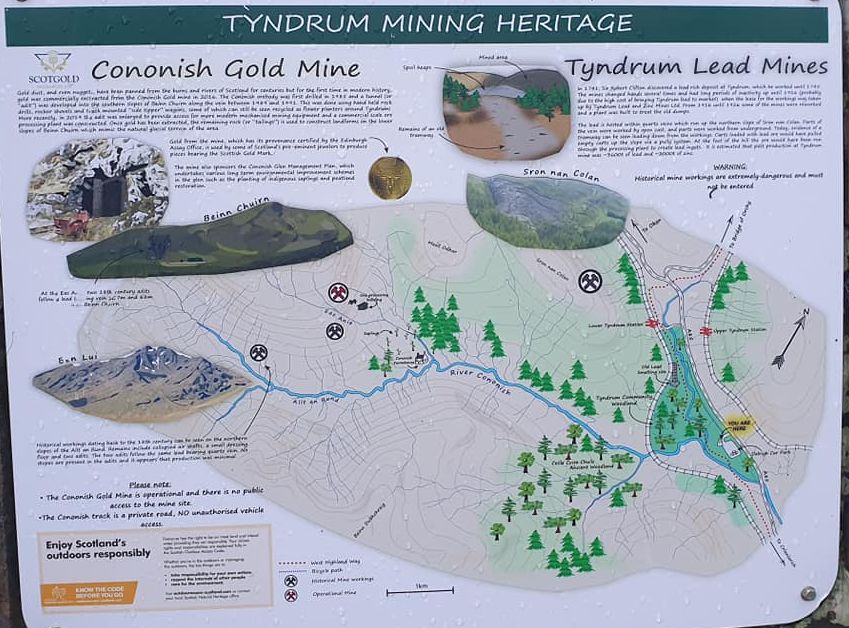 Information board - Gold and Lead mining at Tyndrum