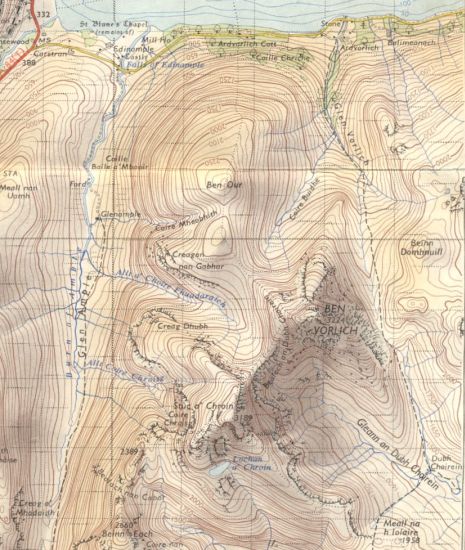 Map of Ben Vorlich, Stuc a Chroin and Beinn Each