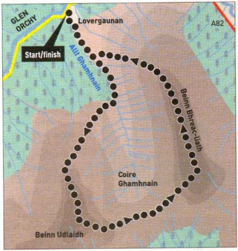 Route Map for Beinn Udlaidh and Beinn Bhreac-liath