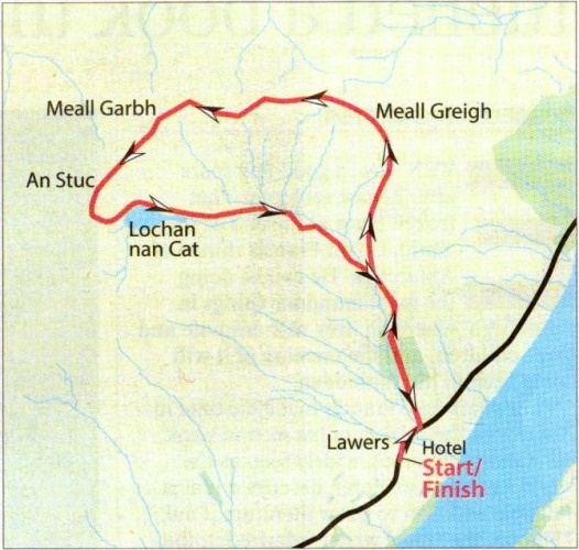 Map for circuit of Meall Garbh and An Stuc