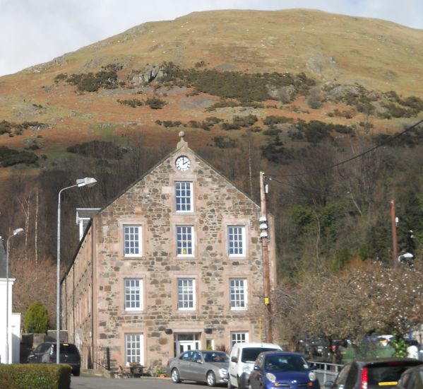 Old Mill House at foot of Mill Glen in Tillicoultry beneath the Ochil Hills