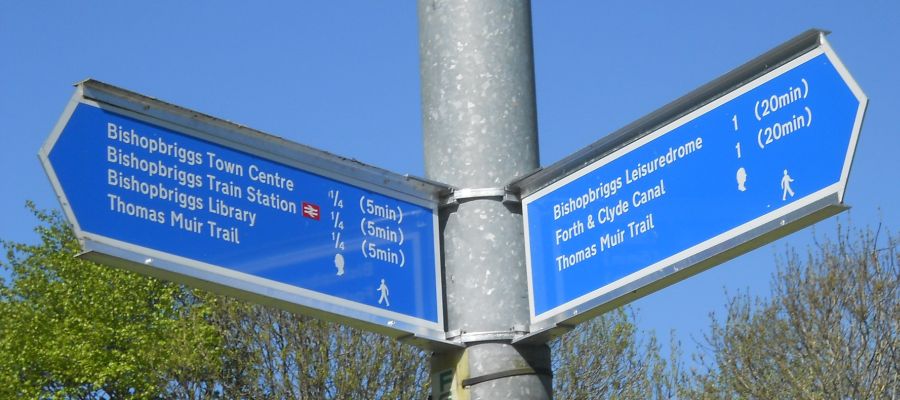 Signpost in the Public Park in Bishopbriggs