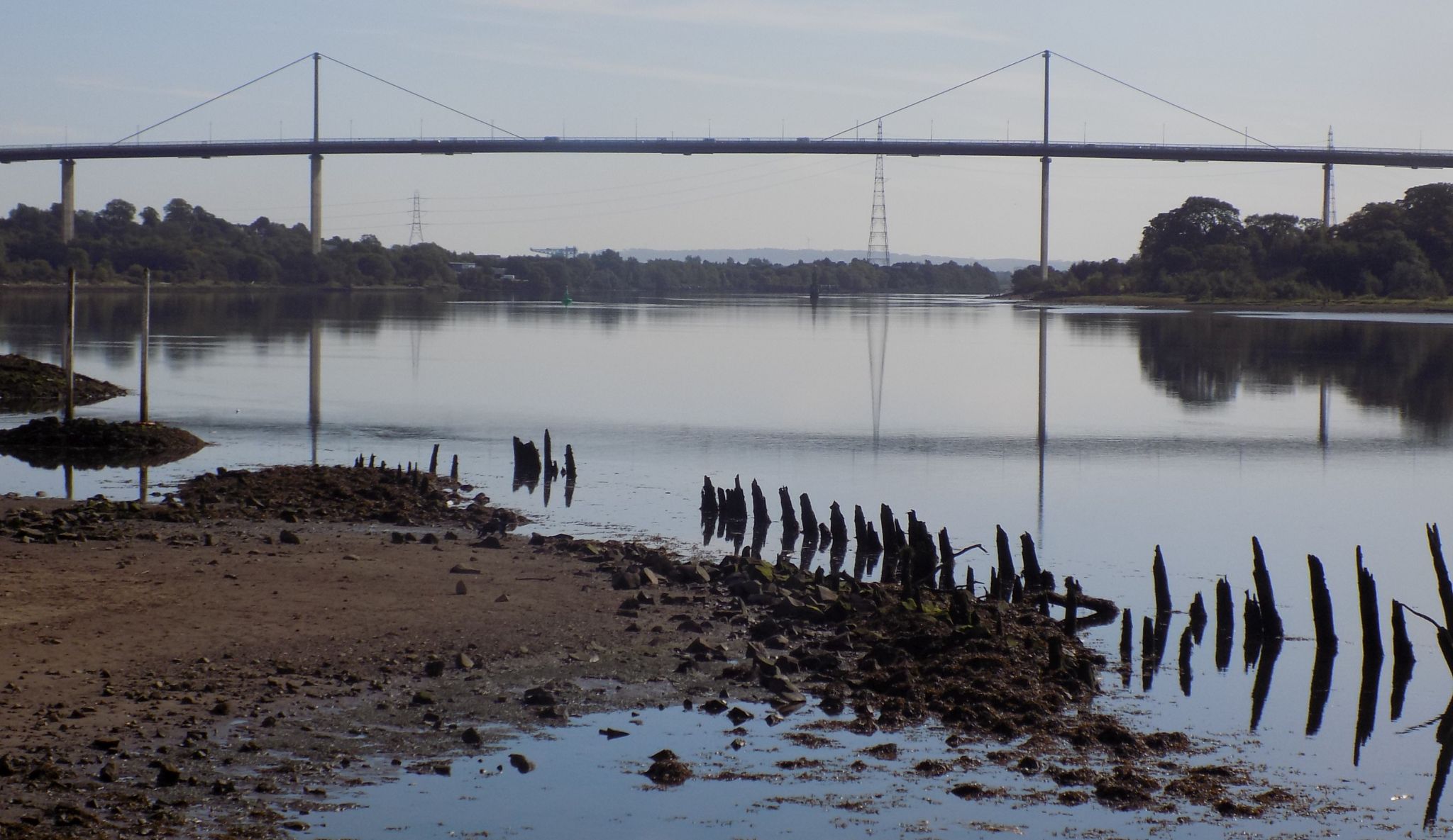 Erskine Bridge across River Clyde from Bowling basin