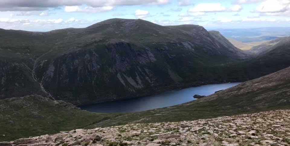 Ben Macdui above Loch Etchachan in the Cairngorm Mountains of Scotland