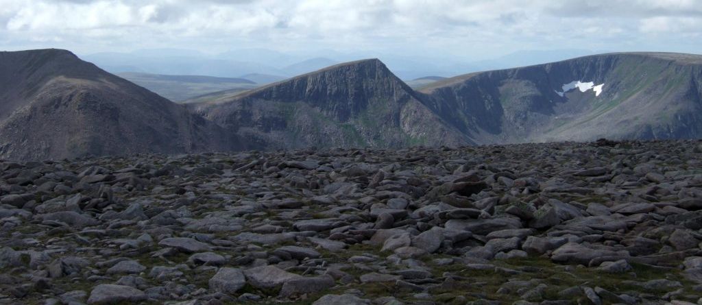 Cairntoul and Angel's Peak from Ben Macdui in the Cairngorm Mountains of Scotland