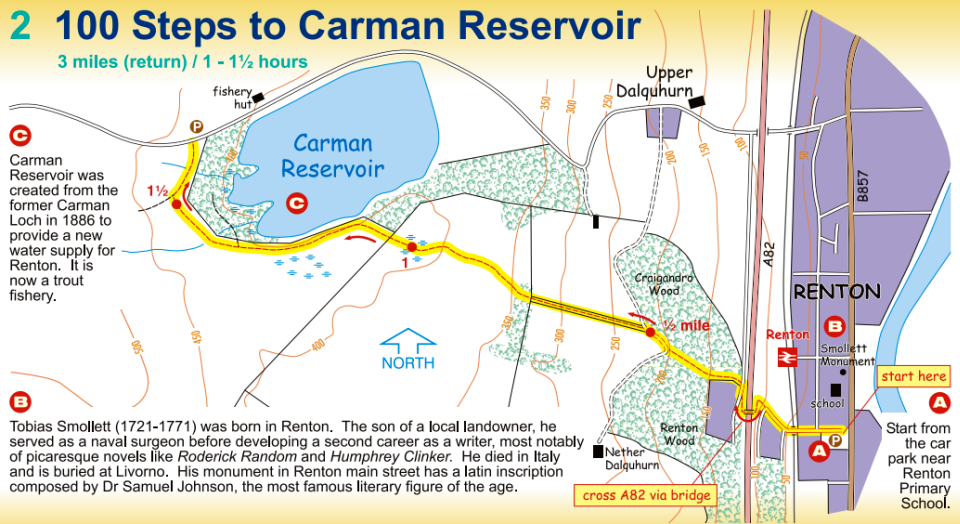 Map of route from Renton to Carman Reservoir