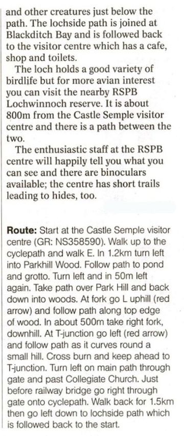 Route Description for Castle Semple Country Park