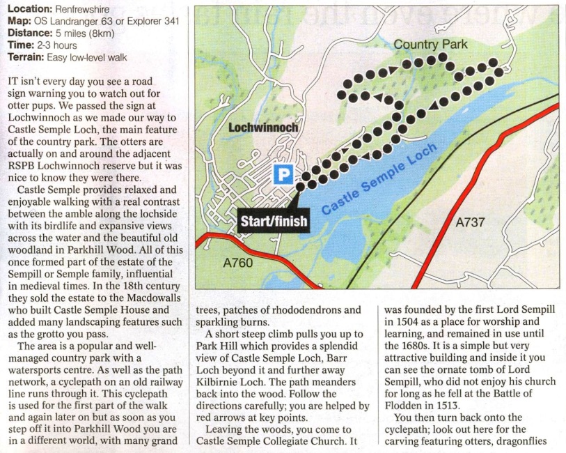Route Description and Map of the Castle Semple Country Park