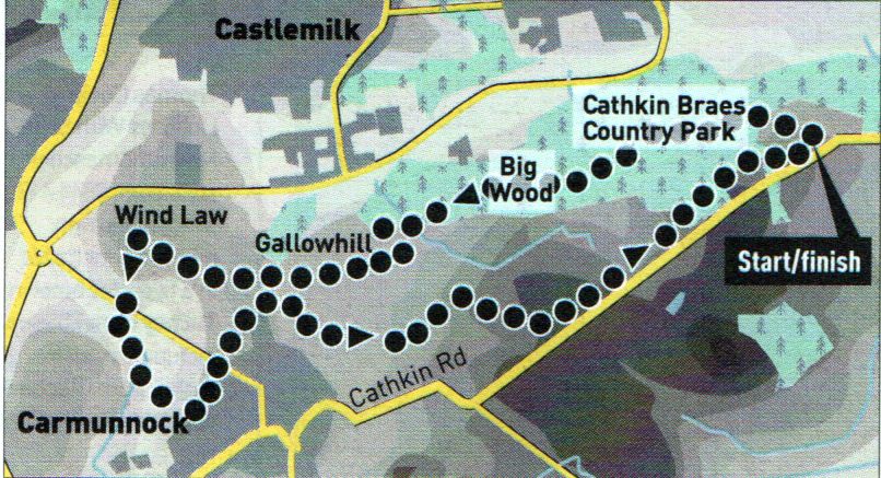 Route Map for Cathkin Braes Country Park