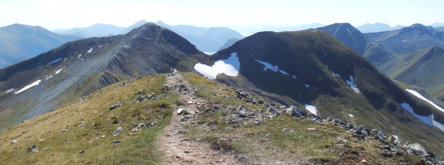 Approach to Na Gruagaichean from Binnein Mor in the Mamores
