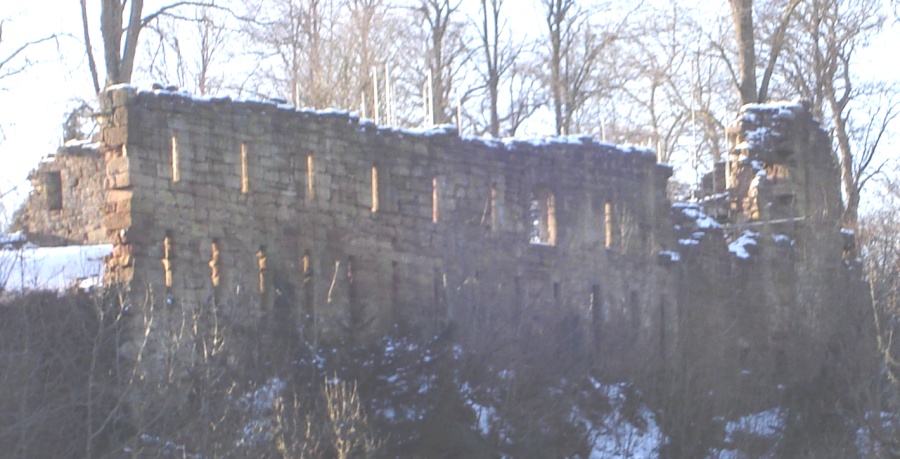 The ruins of Cadzow Castle above the River Avon in Chatelherault Country Park