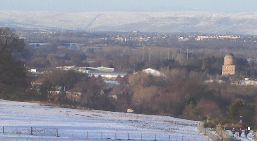 Campsie Fells and The Hamilton Mausoleum from Chatelherault Country Park