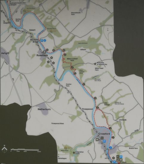 Map of the River Clyde Walkway from Garrion Bridges to Crossford Village