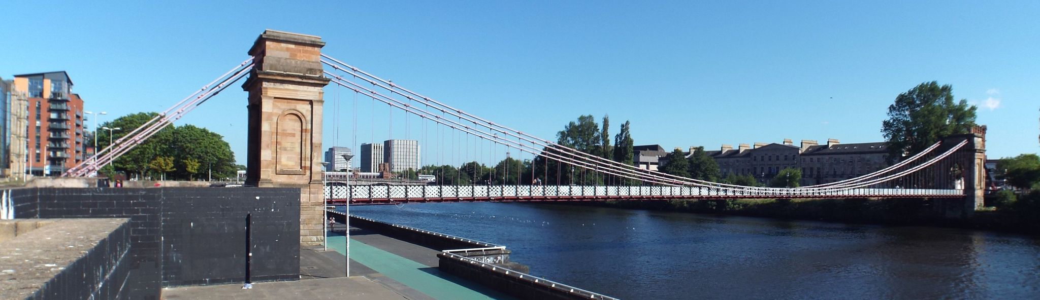 South Portland Street Suspension Bridge across River Clyde in Glasgow