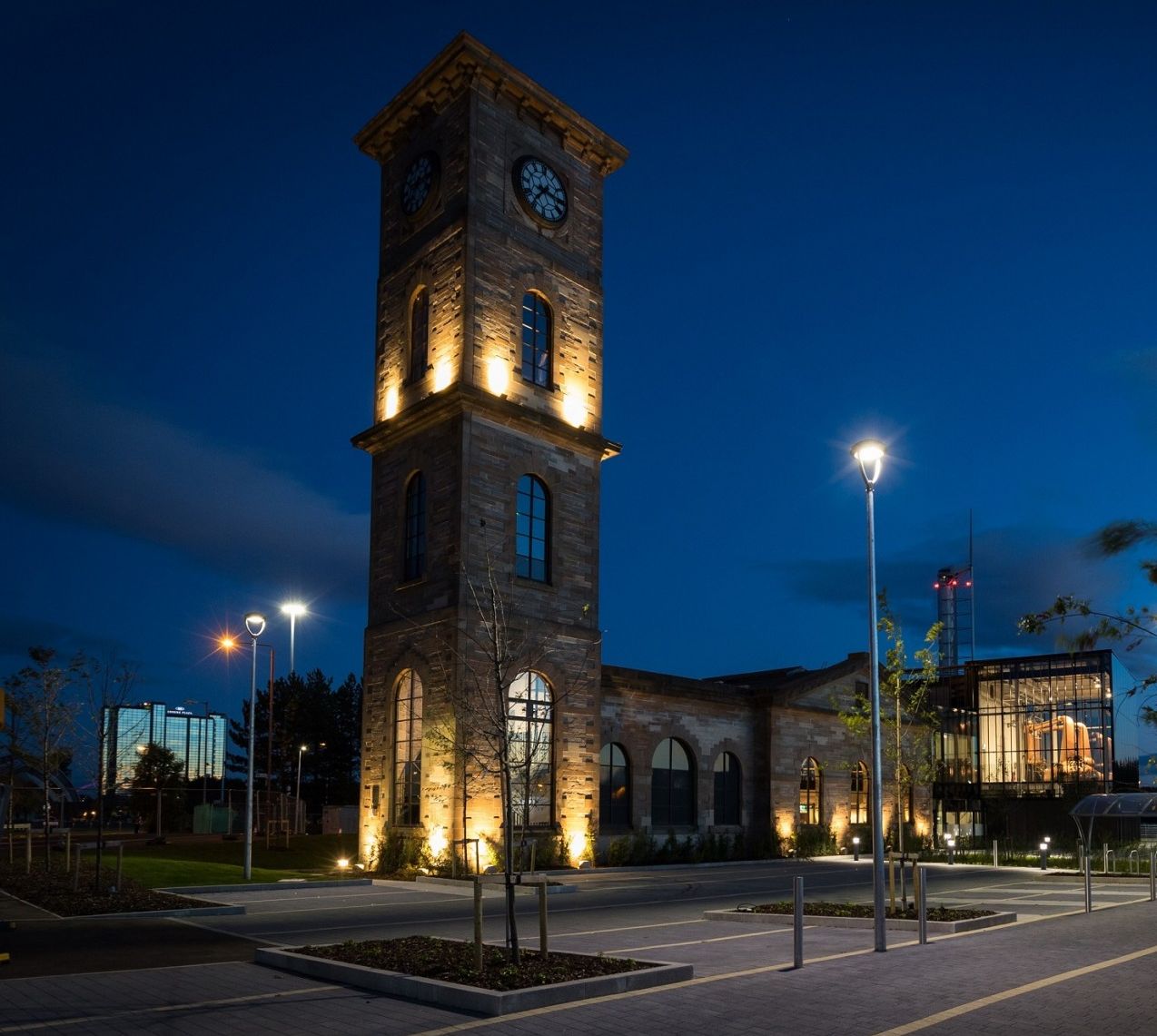 Clock tower at Clydeside Distillery