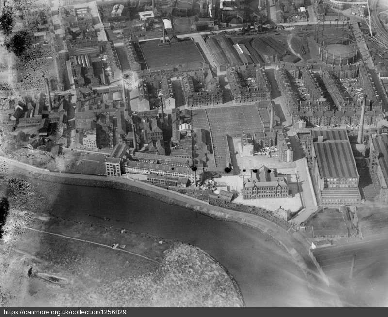 Aerial view of Strathclyde Public School and Barrowfields Works
